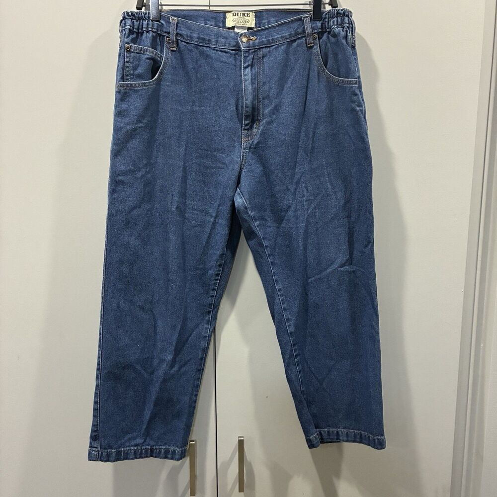 VTG Duke Haband Classic Jeans Blue Denim Stretch Waist Men's Size 38/XS (38X23)